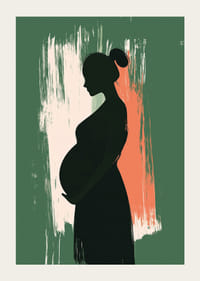 Siluetă grațioasă a unei femei însărcinate pe un fundal colorat-3