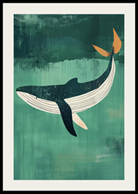 A majestic whale against a deep green background full of tranquility-2