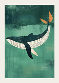 A majestic whale against a deep green background full of tranquility-3
