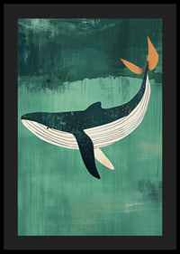 A majestic whale against a deep green background full of tranquility-4