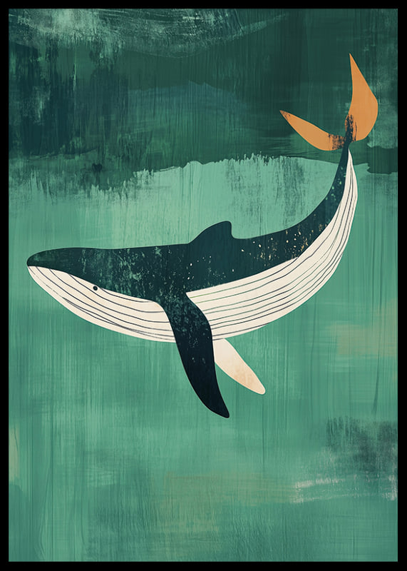 A majestic whale against a deep green background full of tranquility-12