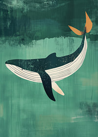 A majestic whale against a deep green background full of tranquility-7