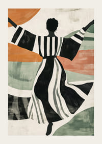 Silhouette noire et blanche dansant sur un fond coloré et abstrait-3