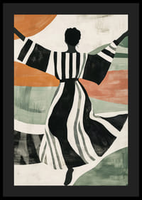 Silhouette noire et blanche dansant sur un fond coloré et abstrait-4