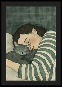 A warm hug between human and cat in dreamy rest-4