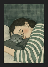 A warm hug between human and cat in dreamy rest-5