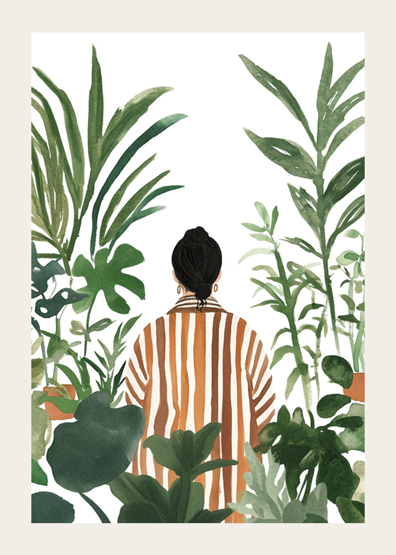 En person omgitt av frodige grønne planter i rolig harmoni-12