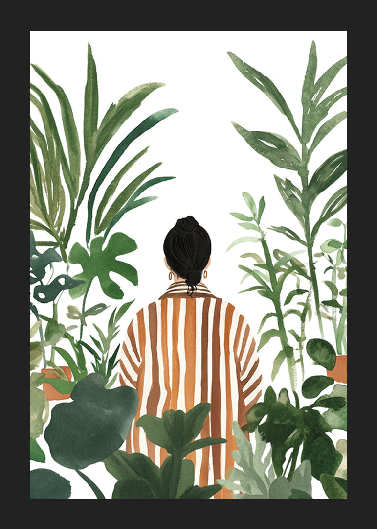 En person omgitt av frodige grønne planter i rolig harmoni-12