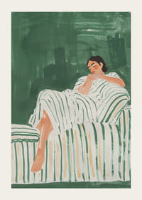 Et avslappende øyeblikk i myke toner av grønt og hvitt-3