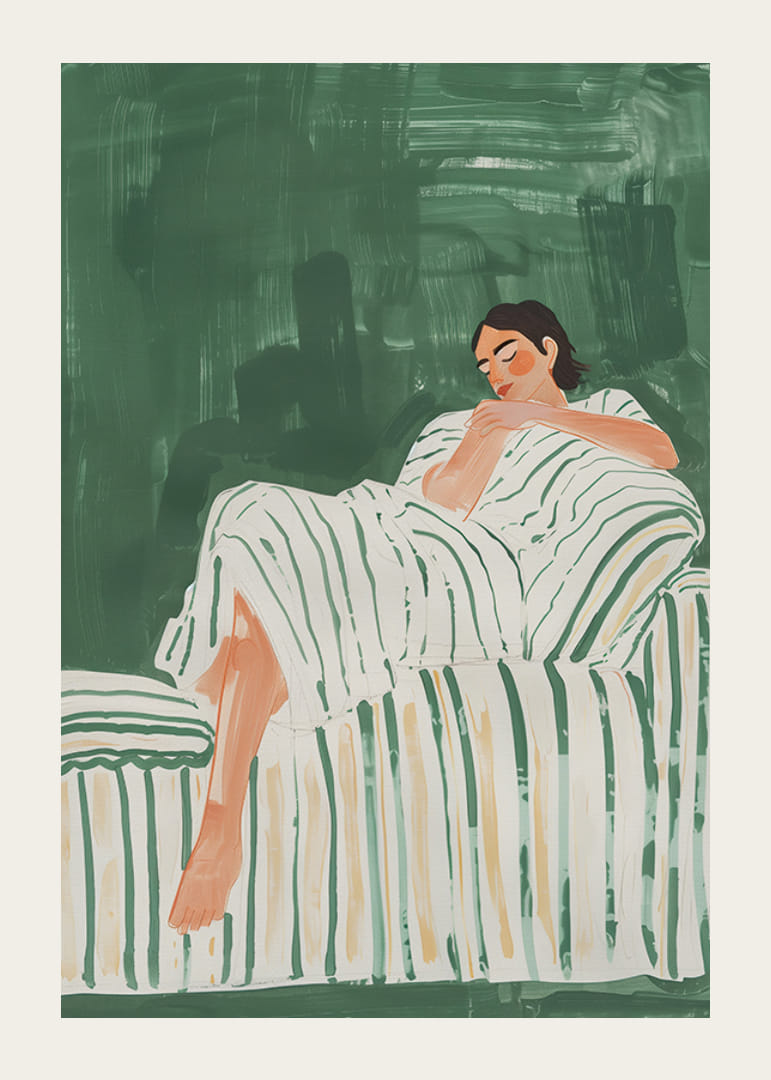 Et avslappende øyeblikk i myke toner av grønt og hvitt-12