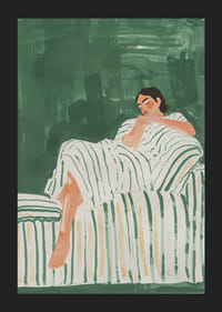 Et avslappende øyeblikk i myke toner av grønt og hvitt-5