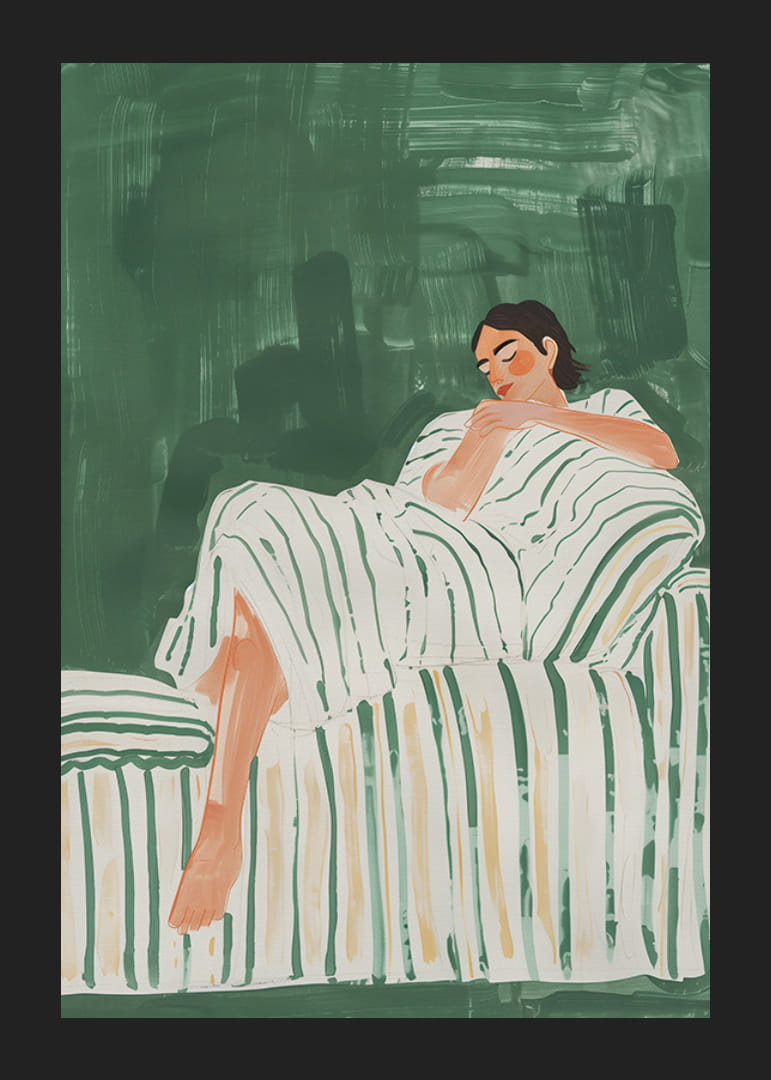 Et avslappende øyeblikk i myke toner av grønt og hvitt-12