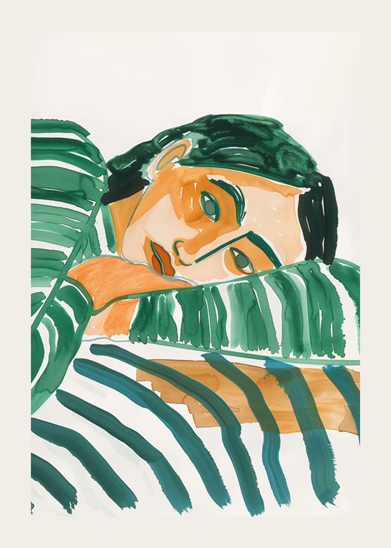 En drömmande blick bland gröna toner som förmedlar lugn och frid-12