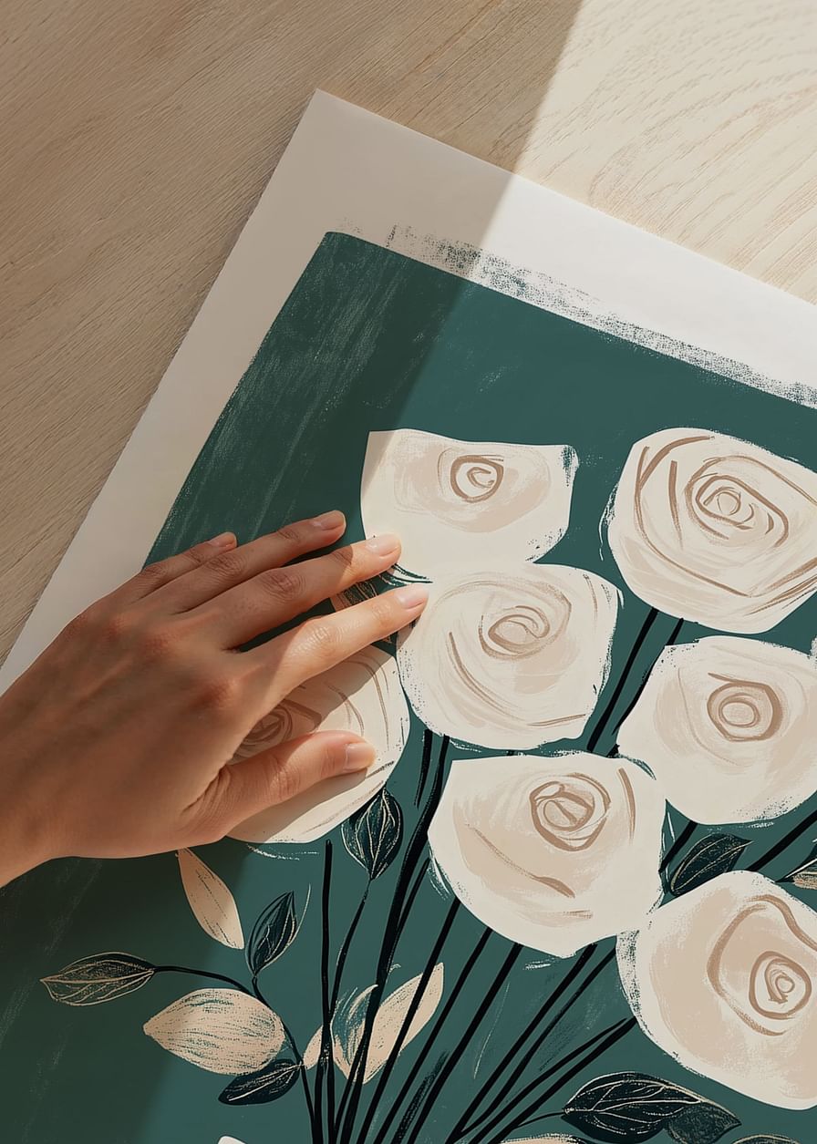 White roses in soft tones against a deep green background-12
