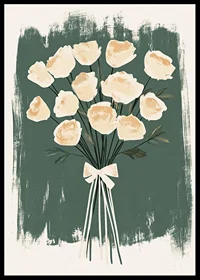 Beautiful roses in creamy tones against a deep green background-0