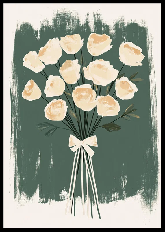 Beautiful roses in creamy tones against a deep green background-12