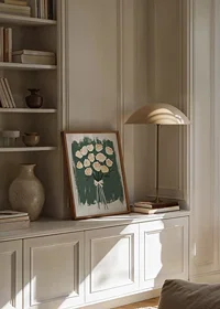 Beautiful roses in creamy tones against a deep green background-2