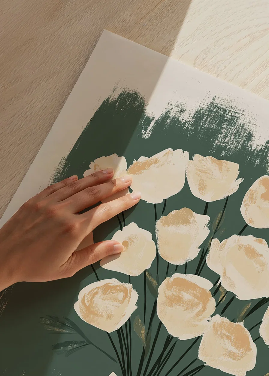Beautiful roses in creamy tones against a deep green background-12