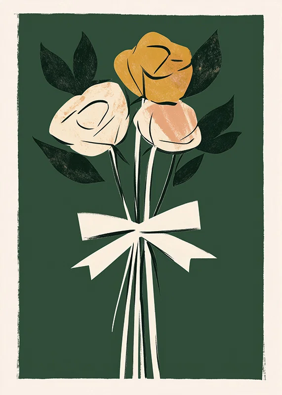 An elegant bouquet of roses against a deep green background-12