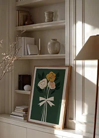 An elegant bouquet of roses against a deep green background-2
