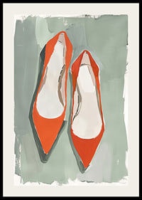 Vibrant red shoes against a subtle green background create charm-2