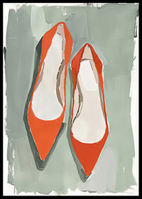 Vibrant red shoes against a subtle green background create charm-6