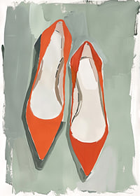 Vibrant red shoes against a subtle green background create charm-7