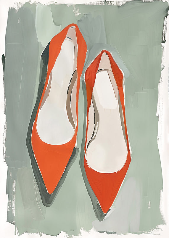 Vibrant red shoes against a subtle green background create charm-12