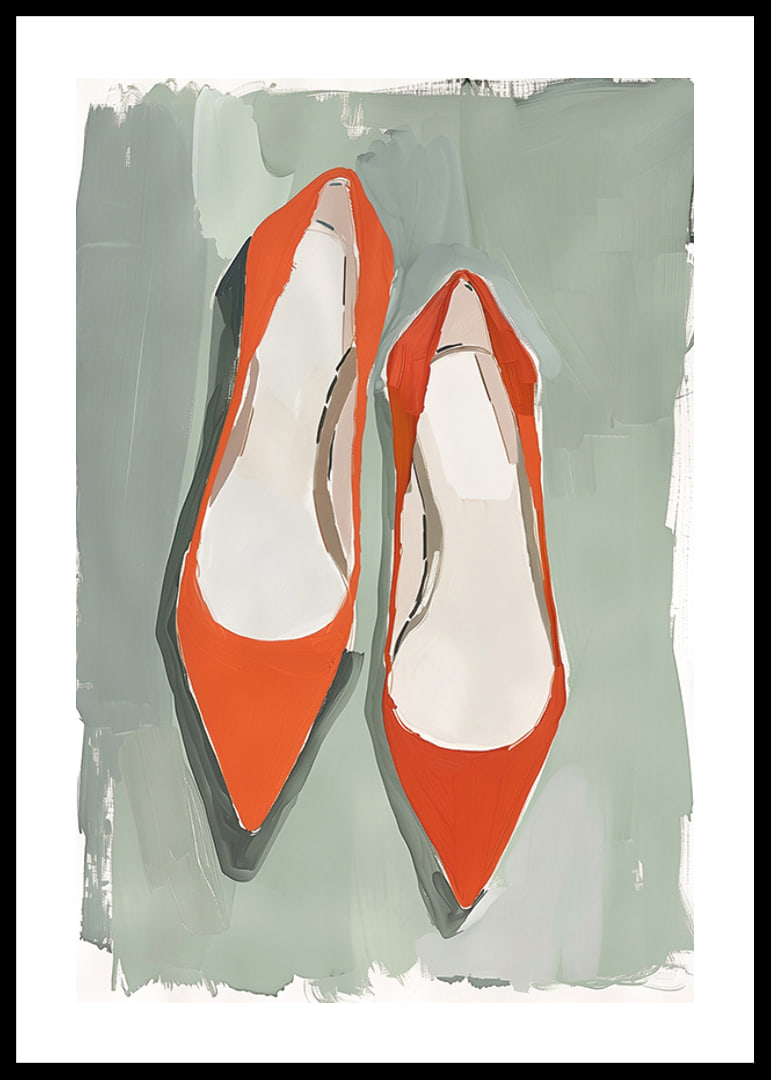 Vibrant red shoes against a subtle green background create charm-12