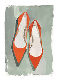 Vibrant red shoes against a subtle green background create charm-1