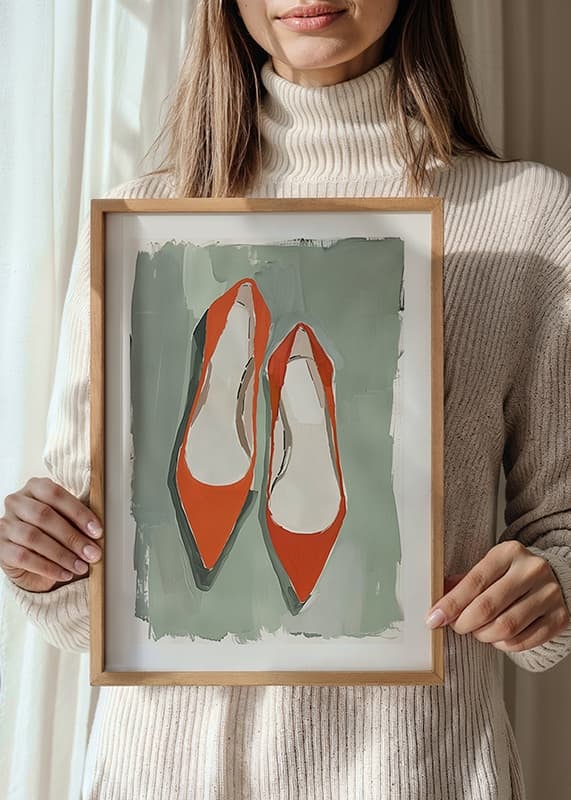 Vibrant red shoes against a subtle green background create charm-12