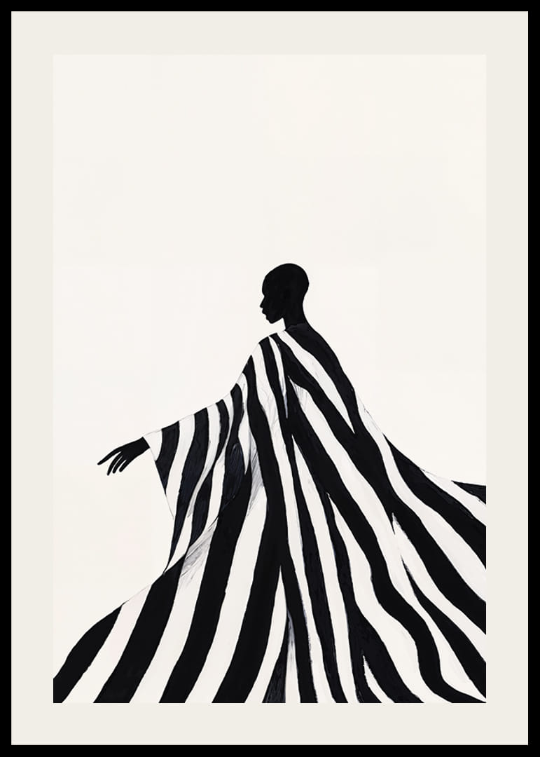 En elegant silhuett pakket inn i svarte og hvite striper skaper mystikk-12