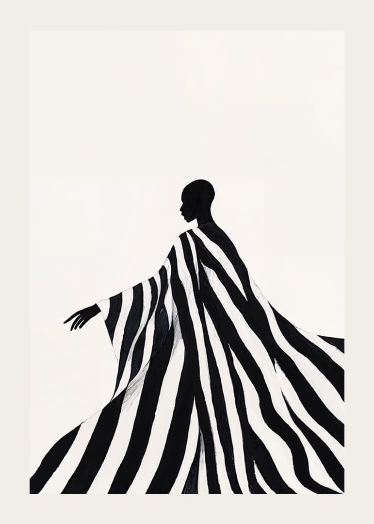 En elegant silhuett pakket inn i svarte og hvite striper skaper mystikk-12