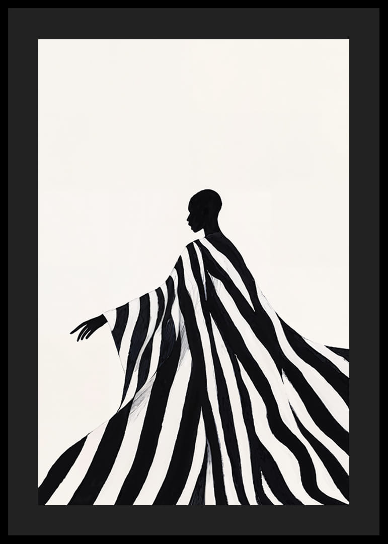 En elegant silhuett pakket inn i svarte og hvite striper skaper mystikk-12