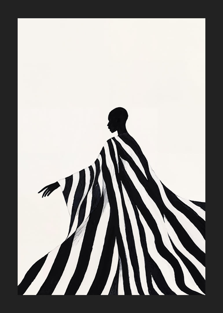 En elegant silhuett pakket inn i svarte og hvite striper skaper mystikk-12