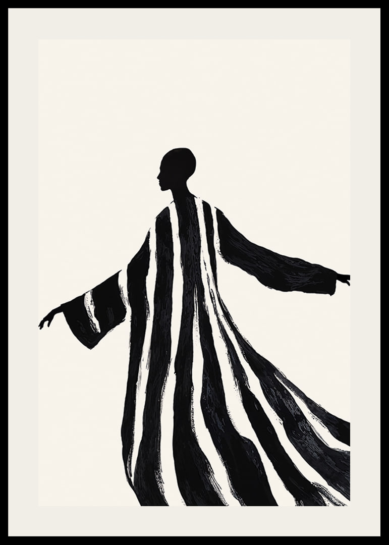 A silhouette in sweeping black and white stripes gives a sense of movement-12