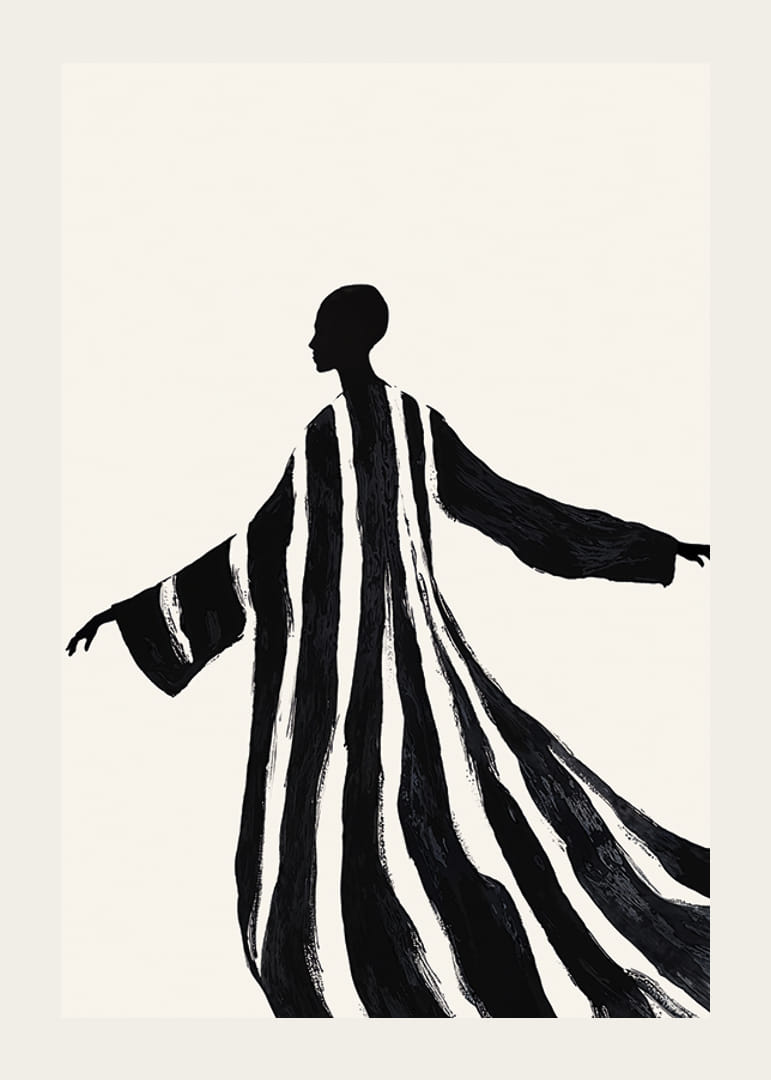 Silueta v širokých čiernobielych pruhoch dáva pocit pohybu-12