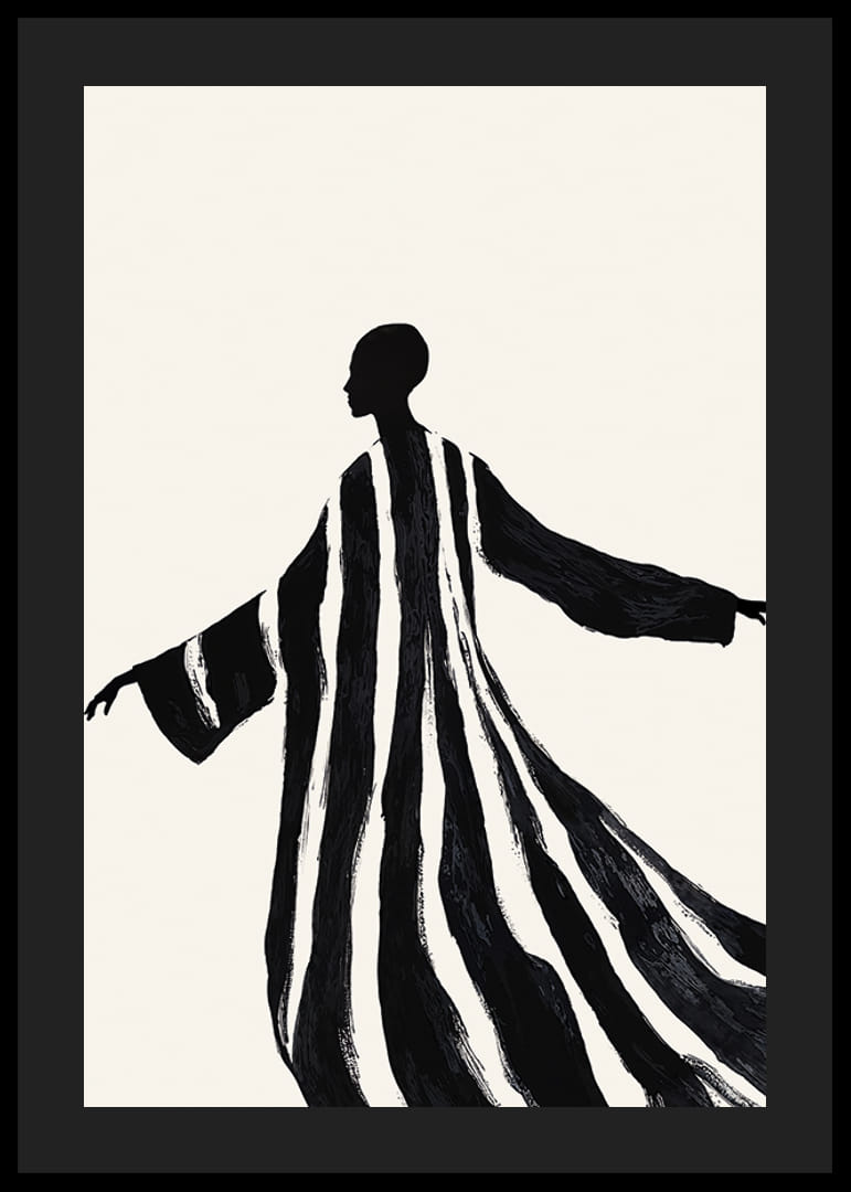 Silueta v širokých čiernobielych pruhoch dáva pocit pohybu-12
