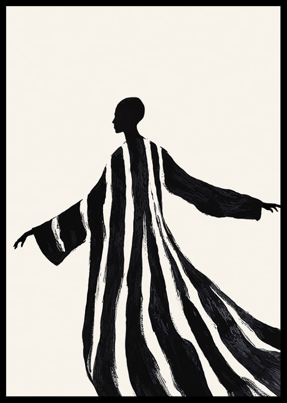 A silhouette in sweeping black and white stripes gives a sense of movement-12