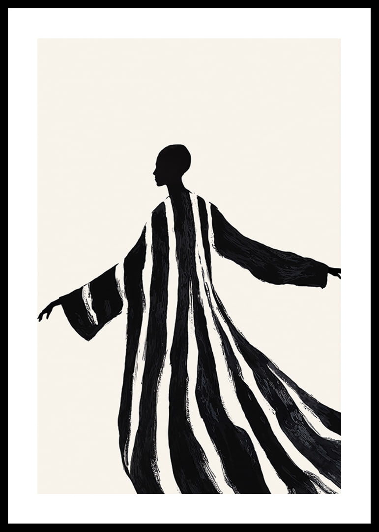 A silhouette in sweeping black and white stripes gives a sense of movement-12