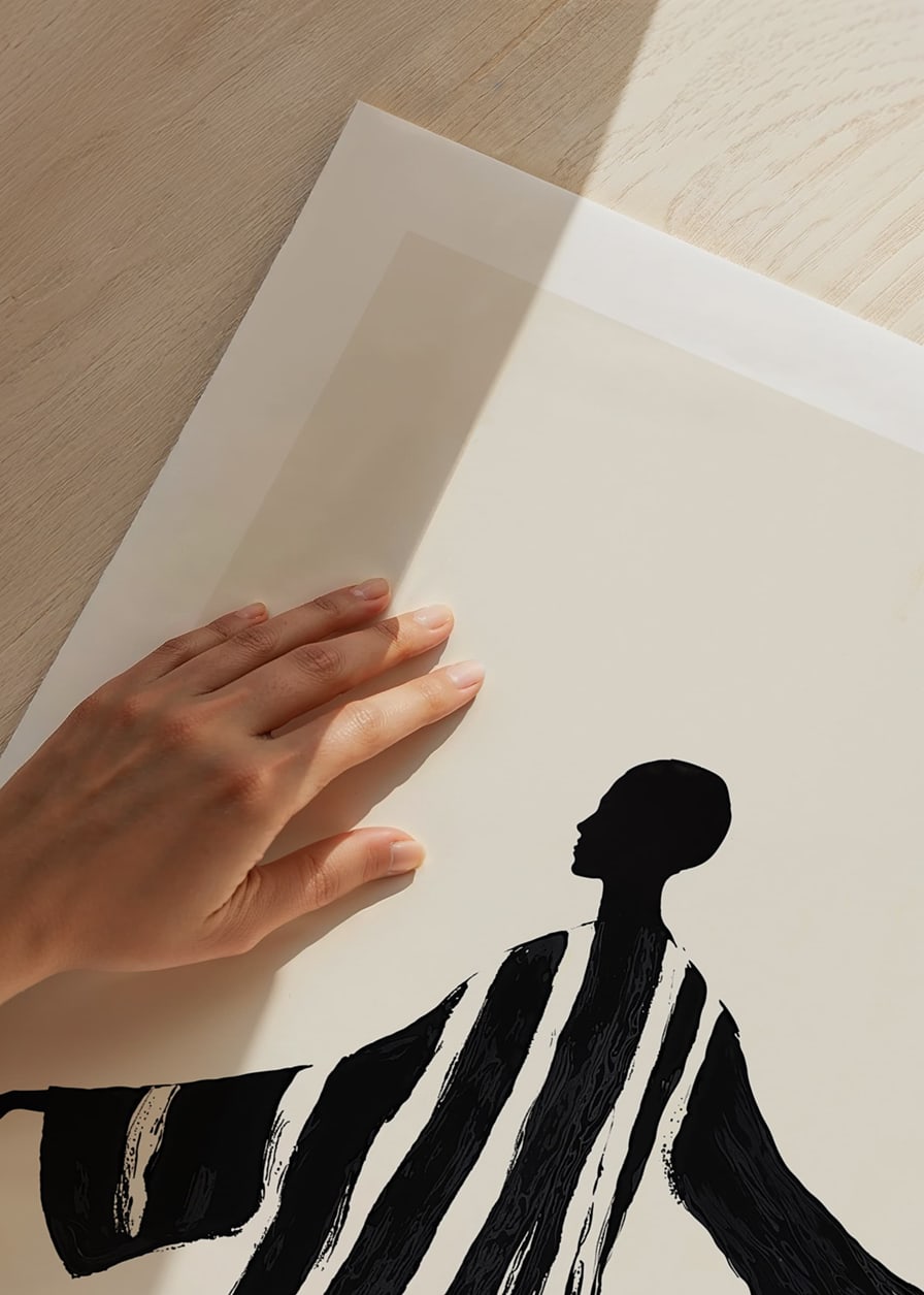 A silhouette in sweeping black and white stripes gives a sense of movement-12