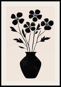 Siluetă neagră flori într-o eleganță simplă pe un fundal deschis-2