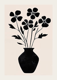 Black silhouette flowers in simple elegance against a light background-3
