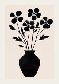 Siluetă neagră flori într-o eleganță simplă pe un fundal deschis-3
