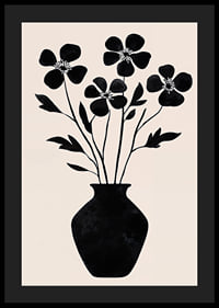 Black silhouette flowers in simple elegance against a light background-4