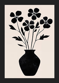 Black silhouette flowers in simple elegance against a light background-5