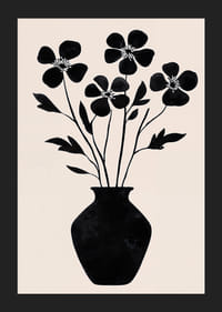 Siluetă neagră flori într-o eleganță simplă pe un fundal deschis-5