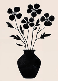 Black silhouette flowers in simple elegance against a light background-7