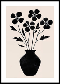 Black silhouette flowers in simple elegance against a light background-0