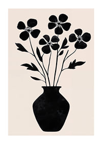 Black silhouette flowers in simple elegance against a light background-1